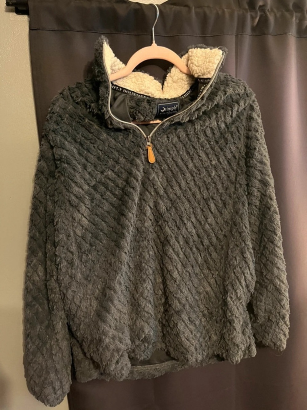 Simply Southern Charcoal Gray Sherpa Quarter-Zip Pullover